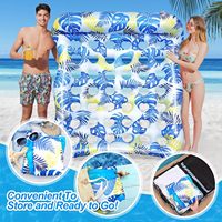 Chaise longue gonflable ergonomique avec dossier, imprimé feuilles tropicales, hamac de piscine, lit flottant pour adultes