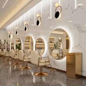 Customized Large Round <b>Gold</b> Frame Led Mirror Smart <b>Light</b> Smart Beauty Salon Led <b>Light</b> Mirror - Product Image 5