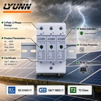 Parafoudre triphasé 3P AC SPD pour système solaire 2.0kV T2 MOV PE, dispositif de protection contre la foudre basse tension 40kA