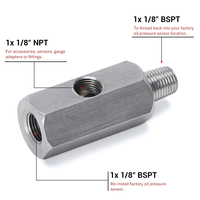 Adaptateur en T de pression d'huile en acier inoxydable 1/8 ''BSPT à 1/8 NPT Jauge T-Piece Accessoires de voiture VR-OGA02
