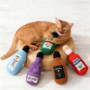 Realistische wijnfles interactieve kattenkruid speeltje duurzaam kauwspeeltje voor zelfvermaak tandenpoetsen pluche speeltje met geluid - Product Image 2
