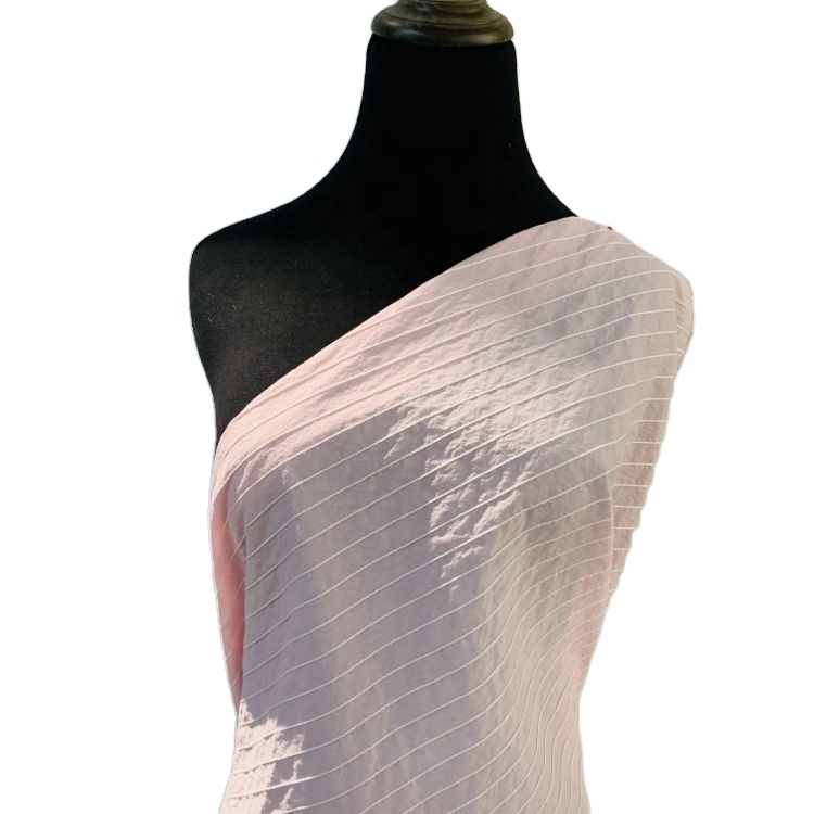 Make-to-order Customized Soft Pink Casual Wear Striped Fabric and Textiles for Clothing