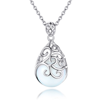 Collier rond en argent 925 de luxe pour femmes, pendentif en zircone opale éblouissant, bijoux de mariée