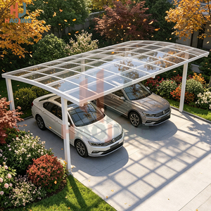 <span class=keywords><strong>Abri</strong></span> <span class=keywords><strong>de</strong></span> voiture moderne en aluminium décoratif avec gouttière <span class=keywords><strong>de</strong></span> drainage fluide, couverture résistante aux intempéries pour le stockage quotidien des véhicules dans la cour - Product Image 1