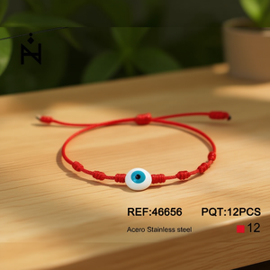 Angelina <b>Red</b> Evil Eye Charm <b>Bracelet</b> Stainless Steel Adjustable Cord Unisex Fashion Jewelry Gift - Product Image 4