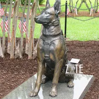 تمثال كلاب بتلر برونزي عتيق بحجم الحياة لتزيين الحدائق الخارجية