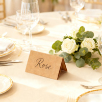 Tarjetas de Lugar Plegables de Papel Kraft Premium con Logotipo Personalizado, para Decoración de Mesa en Bodas, Eventos y Fiestas