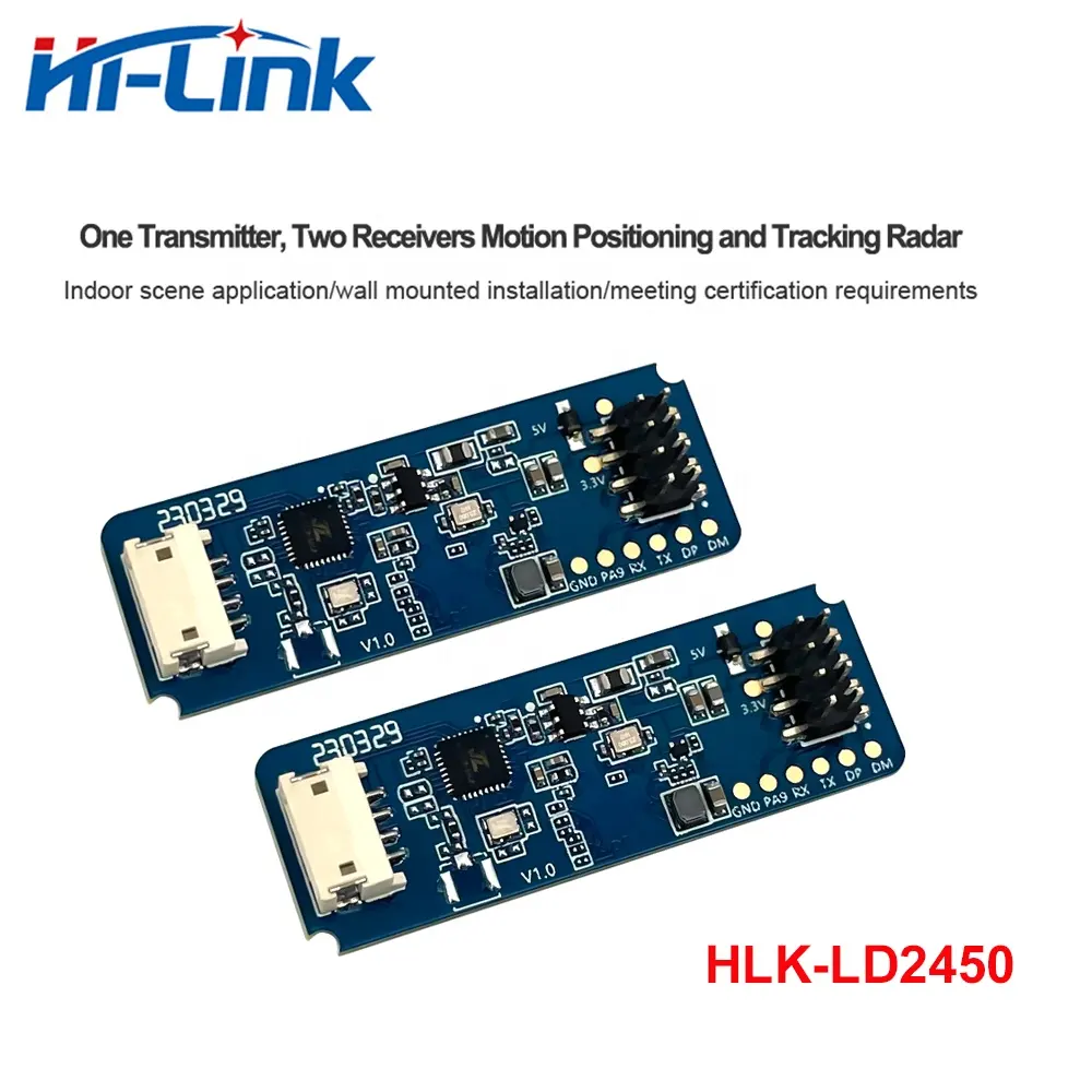 HLK-LD2450 24G mmWave ह्यूमन माइक्रो-मोशन और मूविंग डिटेक्शन रेंजिंग स्पीड ट्रैकिंग मॉड्यूल 6M में PIR को बदलने के लिए