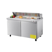Réfrigérateur commercial Table de préparation pour sandwichs et salades 2 portes Comptoir en acier inoxydable Refroidissement par ventilateur Réfrigérateur