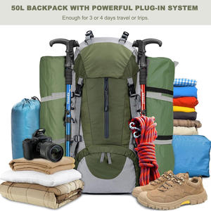 <span class=keywords><strong>Sac</strong></span> à <span class=keywords><strong>dos</strong></span> léger camping randonnée hommes femmes <span class=keywords><strong>sac</strong></span> à <span class=keywords><strong>dos</strong></span> de voyage étanche 50l avec housse de pluie - Product Image 2