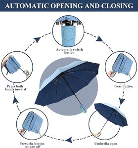 Parapluie pliable à trois volets, entièrement automatique, avec poignée LED, pour les fêtes, résistant au vent, protection contre le soleil et la pluie, vente en gros QX - Product Image 5