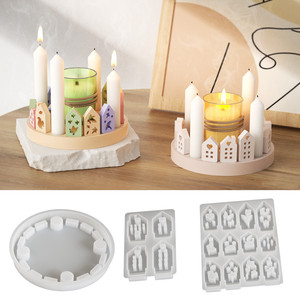 INTODIY ahueca hacia fuera el amor hoja pájaro casa combinación de inserción molde de silicona Casa Europea candelabro decoración molde de yeso - Product Image 2