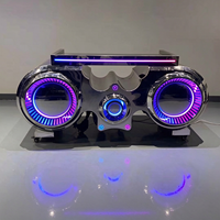 Table de DJ lumineuse à LED personnalisable avec logo, pour discothèques et bars, avec roues amovibles, comptoir coloré et tendance, OEM ODM