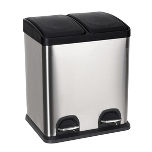 SY tùy chỉnh 2x20l thép không gỉ kép Thùng rác có thể ngăn đôi nhà bếp đạp Thùng rác để sử dụng nhà và lưu trữ - Product Image 1