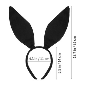 Diademas con orejas de conejo en blanco y negro para accesorios de disfraces de Pascua, accesorios temáticos de animales de tela - Product Image 3