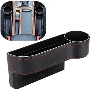 Multifunctional Universal 2 Usb Ports Pu Leather Car Seat Side Gap Filler Storage Organizer With Cup Holder