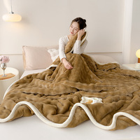 Couverture en polaire bulle, Couverture en polaire corail, Couverture de sieste, Couverture de protection, Couverture en polaire épaisse double face