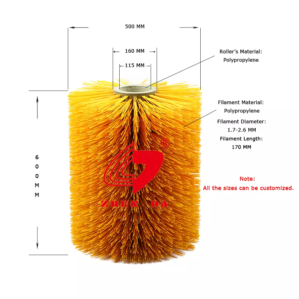 Cleaning And Message Nylon PP Cow Body Brush With Motor