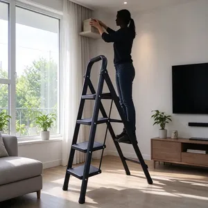 Échelle plateforme en aluminium avec marches larges antidérapantes pour une utilisation sécurisée - Product Image 3