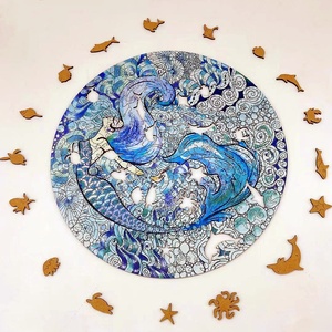 <span class=keywords><strong>NaNa</strong></span> Puzzles en bois découpés au laser, forme unique, puzzle lumineux holographique brillant sirène 30x30cm avec cadre <span class=keywords><strong>pour</strong></span> enfants et adultes - Product Image 2