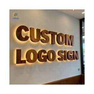 Indoor Outdoor Business Exterior Building Signage Art <strong>Wooden</strong> Light Letter <strong>Custom</strong> Backlit logo 3d Led Letter <strong>Sign</strong> for Wall Decor - Product Image 3