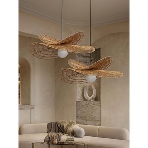 Wabi Sabi Style Rattan Pendant <b>Light</b> Oval Shape E27 LED Bulb Living Room Bedroom <b>Dining</b> Room Decorative Chandelier - Product Image 4