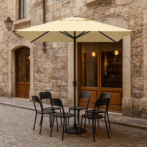Ombrellone da Giardino Beige da 2,7m con Palo Centrale, Ombrellone a Sbalzo con Base per Applicazioni in Cortile - Product Image 2