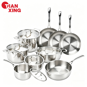 Juego de Ollas y <span class=keywords><strong>Sartenes</strong></span> de Acero Inoxidable de 5 Capas de Grado Comercial TIANXING, Resistente a los Arañazos, Compatible con Inducción - Product Image 1