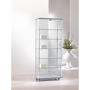 Vitrine Moderne 75 cm de Largeur 185 cm de Hauteur Cadre en Aluminium Gris Clair Portes en Verre Trempé avec Étagères Réglables - Product Image 1