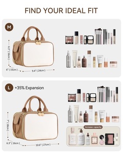 Grande trousse de toilette en PU personnalisée, imperméable, pour le rangement des produits de soin et du maquillage, avec organisateur vertical pour pinceaux - Product Image 3