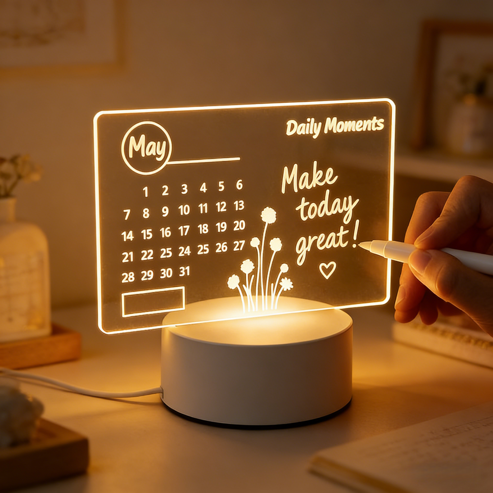 DIY Gift Blank 3D LED Creative Pen Rewritable Acrylic Writing Board Dimmable USB Rechargeable Night Light Strip Message Board