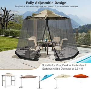 <span class=keywords><strong>Moustiquaire</strong></span> pour <span class=keywords><strong>parasol</strong></span> de patio, <span class=keywords><strong>parasol</strong></span> de table pour l'extérieur avec double fermeture à glissière et tubes d'eau en PVC à la base - Product Image 3