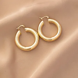 For Women Brass Trendy Hoop Earrings Fashion Jewelry Earring Gold Plated 925 Sterling Silver Stainless Steel 1pair/opp Bag 4*4cm