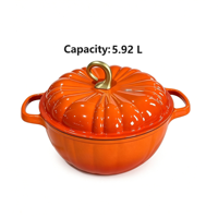 Marmite en fonte émaillée antiadhésive en forme de pot de citrouille, idéale pour la cuisson des ragoûts, des soupes et des viandes, compatible four et cocotte hollandaise