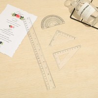 Ensemble de 7 pièces de fournitures scolaires BECOL : Règle de géométrie transparente 30 cm, taille-crayon, gomme