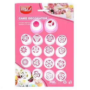 Bico de plástico com tamanhos diferentes, 18 peças de bicos para cupcake, biscoitos, ferramenta de confeiteiro, decoração de bolo, bico branco