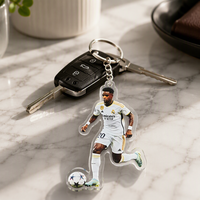 Porte-clés en acrylique imprimé double face avec figurine humanoïde de la star du football Ronaldo, cadeau pour les fans de sport, fabriqué en Chine