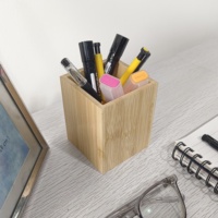 Porte-stylos en bambou nordique, organiseur de papeterie écologique pour bureau, conteneur à crayons naturel pour le rangement de bureau à domicile