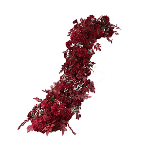 Fleurs artificielles de luxe en gros pour décoration de mariage, arrangement floral en soie pour toile de fond, rangée de fleurs artificielles en soie pour mur - Product Image 5