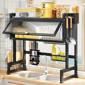 Escurridor de Platos Grande Antipolvo Sobre el Fregadero, Escurridor de Platos para Encimera de Cocina, Organizador Multifuncional, Estante de Almacenamiento - Product Image 5