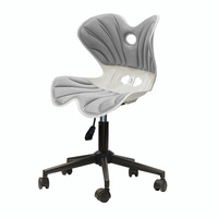 Chaise ergonomique avec soutien lombaire correcteur de posture, hauteur réglable, base en acier à cinq branches, roulettes multidirectionnelles, pour bureau