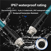 Kabel Komunikasi Terkode Fleksibel Tinggi 4/8Pin A/D/X-Coded M12 Male ke M12 Male - Kabel Ethernet Industri Profinet