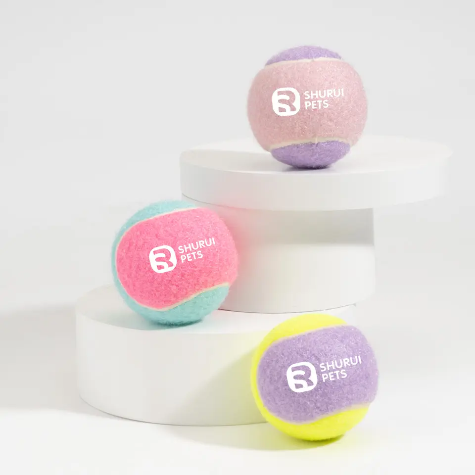 SHURUI Pet tedarikçiler üretici stokta toptan özel logo kauçuk pet tenis topu interaktif pet oyuncak köpek oyuncak topu
