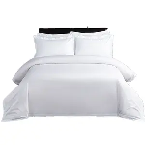 Biancheria da letto da Hotel anni '60 100% cotone resistente all'usura candeggina morbida bianca king size set letto da 4 pezzi in cotone