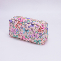 Sac de rangement multicolore à imprimé floral, sac à maquillage avec nœud, pochette de voyage en nylon à fermeture éclair, sac de toilette safari, expédition rapide RTS