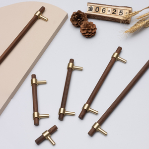 Modern Adjustable Walnut Beech Cabinet Door Handles Brass Wood Pulls <strong>Dresser</strong> <strong>Knobs</strong> for Kitchen Bedroom Bathroom Entry Drawer - Product Image 4