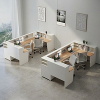 Bureau de travail modulaire d'angle pour employés avec prise double intégrée, poste de travail pour plusieurs personnes en espace ouvert