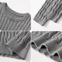 Pull en coton tricoté à la main pour homme, style simple et chaud, avec manches régulières, certifié GOTS, personnalisable