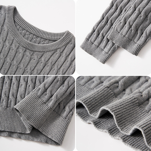 Winter Knitwear Suppliers Streetwear GOTS Designer Cable Jumper Long Sleeve Embroidery Logo Custom Knitted Sweater - Product Image 2
