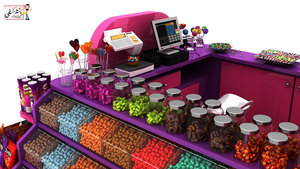 Di colore della caramella caramelle chiosco nel <span class=keywords><strong>centro</strong></span> <span class=keywords><strong>commerciale</strong></span> | 3d del basamento di disegno | Attraente <span class=keywords><strong>mall</strong></span> dolci stand per la vendita - Product Image 5